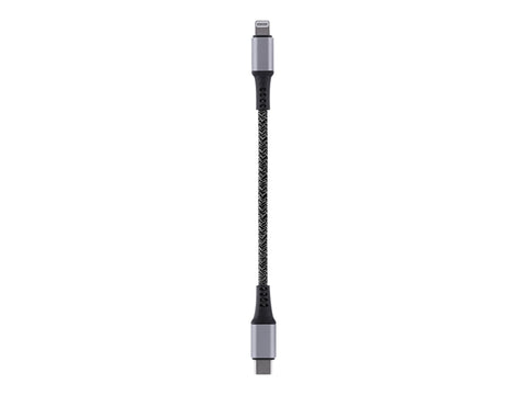 TNB PREMIUM - Nylon braided RPET USB-C to Lightning cable - metal connector - Leather cable tie - Black
