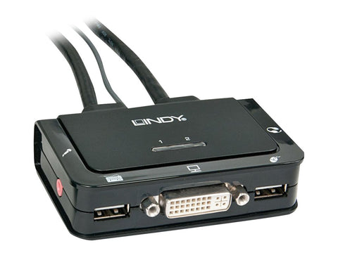 LINDY Switch KVM Compact DVI-D Single Link USB 2.0 & Audio 2 ports