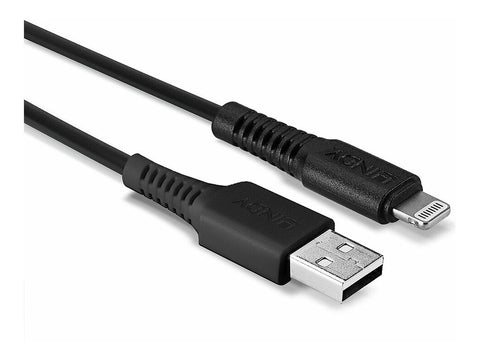 LINDY 0.5m USB to Lightning Cable black Charge and sync Cable for iPhone iPad & iPod