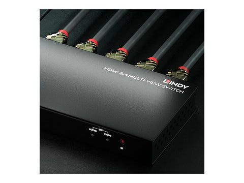 LINDY 4 Port HDMI Multi-View Switch 4 different modes: Quadview PiP Dual Video and Standard