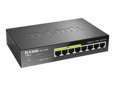 D-LINK Switch gigabit ethernet non admin 8 ports 10/100/1000Mbps dont 4 PoE