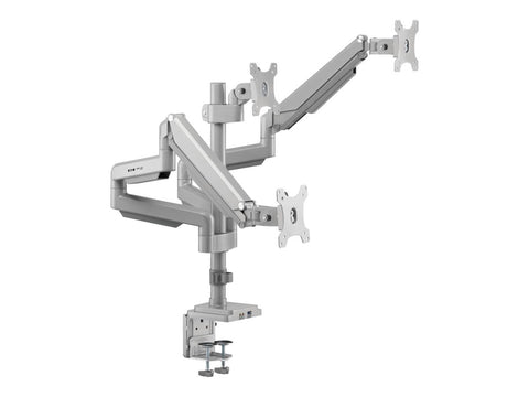 EATON TRIPPLITE Triple-Display Flex-Arm Desktop Clamp for 17inch to 30inch Flat-Screen Displays - USB and Audio Ports Aluminum