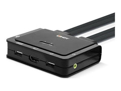 LINDY HDMI KVM Switch 2 Port USB 2.0 Compact HDMI 3D and 4K60 compliant USB 2.0 Audio and Mic