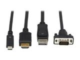 EATON TRIPPLITE 4-Port Presentation Adapter 4K 60Hz 4:4:4 HDMI DP USB-C and 1080p VGA to HDMI Built-In Cables