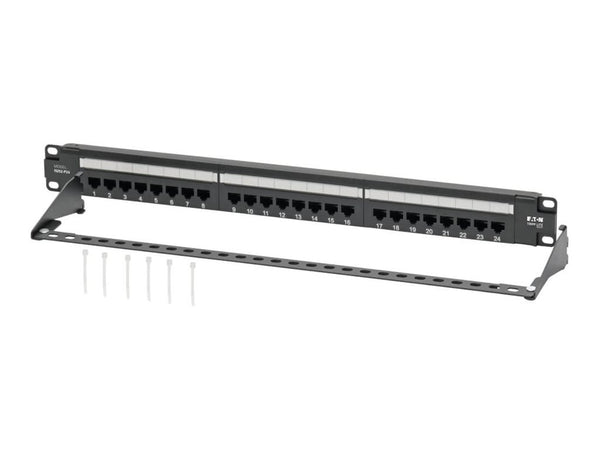 EATON TRIPPLITE Cat6 24-Port Patch Panel PoE+ Compliant 110/Krone 568A/B RJ45 Ethernet 1U Rack-Mount TAA