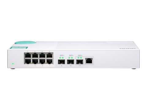 QNAP QSW-308-1C Eight 1GbE NBASE-T ports Three 10GbE SFP+ with shared one 10GBASE-T ports Unmanage Switch 10GbE NBASE-T