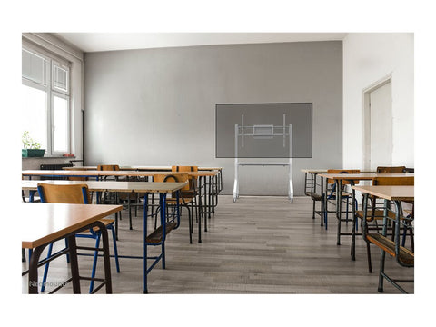 NEOMOUNTS FL50-525WH1 Support au sol mobile pour écran 55-86p - étagère multimédia incluse - installation rapide - TÜV