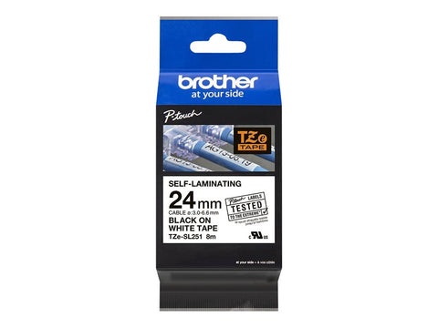 BROTHER TZeSL251 tape Black on White 24mm
