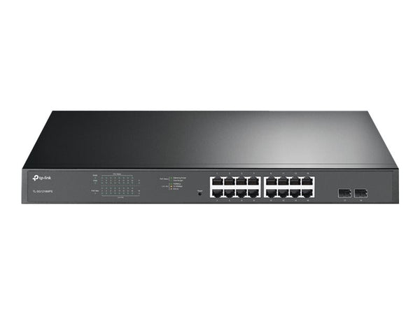 TP-LINK 16-Port Gigabit PoE+ Easy Smart Switch 16 Gigabit RJ45 Ports 2 SFP Slots 802.3at/af 192W PoE Power 1U 19p Rack-mountable