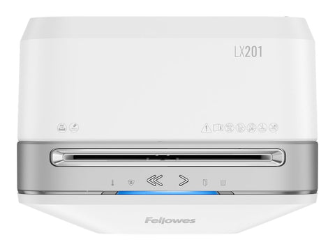 FELLOWES DESTRUCTEUR MICROSHRED LX201 BLANC COUPE MICROPARTICULES 230V EU