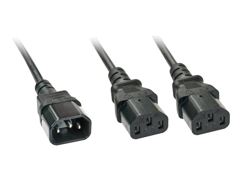 LINDY 2m IEC C14 to 2x IEC C13 Y Extension Cable