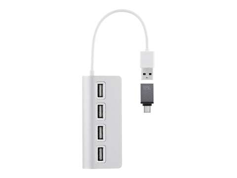 TNB Hub 4 Ports USB 2.0 Selfpowered Compatible Pc/Mac Aluminium Finish