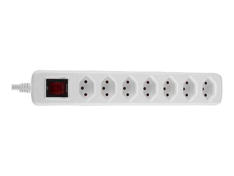 LINDY Mains 7 way gang socket Swiss with on/off Switch 2300W with overvoltage protection