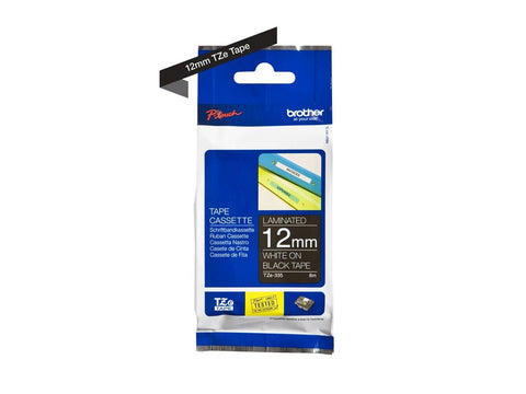 BROTHER P-TOUCH TZE-335 blanc sur noir  12mm