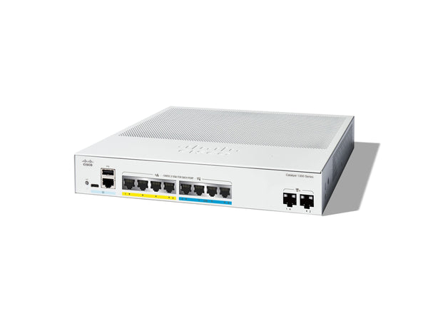 CISCO Catalyst 1300 8-Port Switch / 4-Port 2.5GE + 4-Port 1GE PoE+ with 120W power budget 2 x 10G SFP+ Uplinks