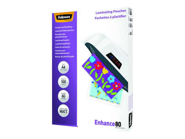 FELLOWES POCHETTES A4 80 MICRONS MATES X 100