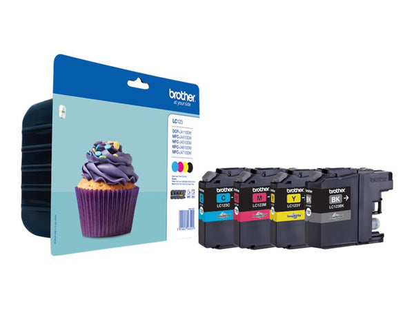 BROTHER LC-123 cartouche dencre noir et tricolore capacité standard 1-pack blister sans alarme