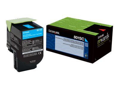 LEXMARK 802SC cartouche de toner cyan capacité standard 2.000 pages pack de 1 retour program
