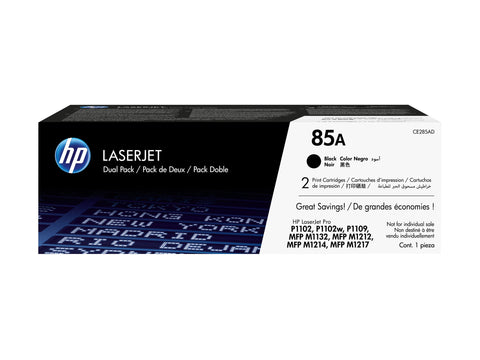 HP 85A original LaserJet Toner cartridge CE285AD black standard capacity 1.600 pages 2-pack