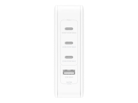 BELKIN PD 140W GAN Wall Charger White With UK+EU+US Plug