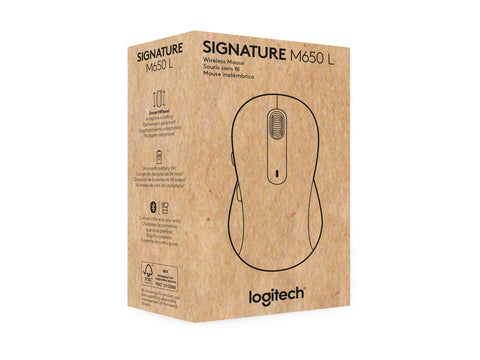 LOGITECH Signature M650 L for Business Mouse right-handed 5 buttons wireless Bluetooth 2.4 GHz Bolt USB receiver