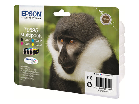 EPSON 2LB T0895 ink cartridge black and tri-colour standard capacity 16.3ml 1-pack blister without alarm