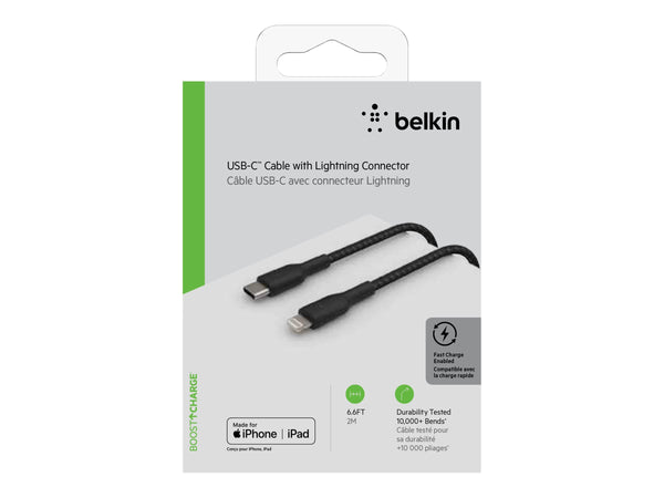 BELKIN BOOST CHARGE USB-C to Lightning Cable Braided 2M Black