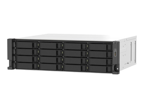 QNAP 16-bay Rackmount NAS AMD Ryzen V1000 series V1500B 4C/8T 2.2GHz 16Go DDR4 RAM 2x2.5GbE LAN optional 10GbE & M.2 NVMe/SATA