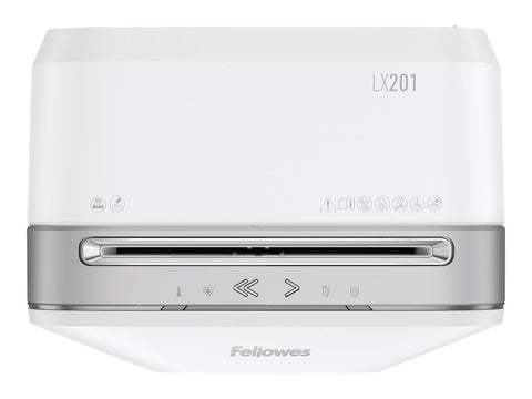 FELLOWES DESTRUCTEUR MICROSHRED LX201 BLANC COUPE MICROPARTICULES 230V EU