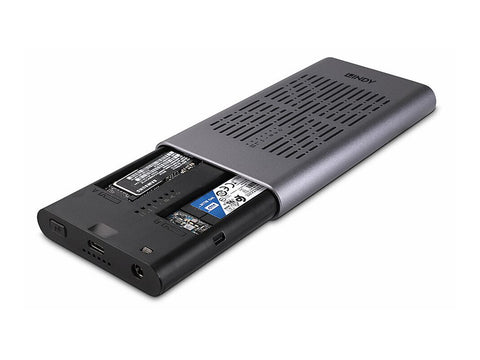 LINDY USB 3.2 Dual M.2 NVMe SSD Enclosure with Clone