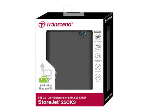 TRANSCEND Kit Boîtier vide pour 2.5p SSD/Disque Dur USB 3.1 Gen 1