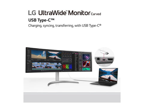 LG 49WQ95C-W.AEU Écran LED - incurvé - 49i - 5120 x 1440 UltraWide Dual QHD 144Hz - Nano IPS -400cd/m2- 5ms- 2xHDMI DP USB-C blanc