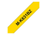 BROTHER Ruban MK631BZ, 12mm Noir sur fond Jaune, Non laminé, 8M