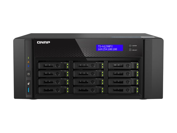 QNAP TS-h1290FX-7302P-128G 12 Bay U.2 NVMe PCIe Gen4 x4 all-flash desktop NAS AMD EPYC 16-core 7302P 128Go RDIMM ECC DDR4
