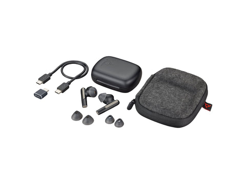 HP Poly Voyager Free 60 UC Carbon Black Earbuds +BT700 USB-C Adapter +Basic Charge Case
