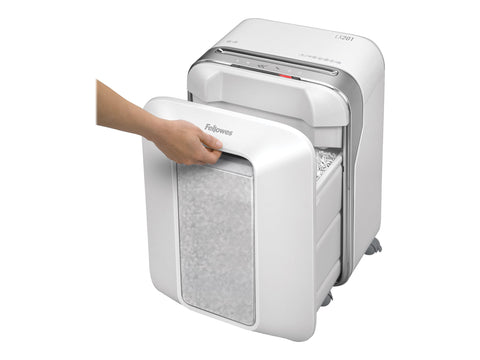 FELLOWES DESTRUCTEUR MICROSHRED LX201 BLANC COUPE MICROPARTICULES 230V EU