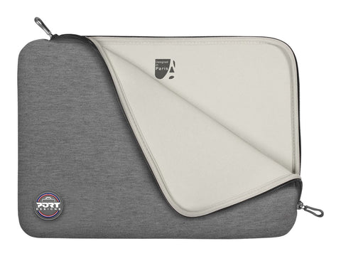 PORT DESIGNS Trendy Cotton Neoprene Laptop Sleeve 15.6p L-shaped opening for easy access Stretchy cotton neoprene material Grey