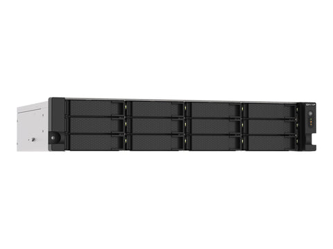 QNAP 12-bay Rackmount NAS AMD Ryzen V1000 series V1500B 4C/8T 2.2GHz 8Go DDR4 RAM 2x2.5GbE LAN optional 10GbE & M.2 NVMe/SATA