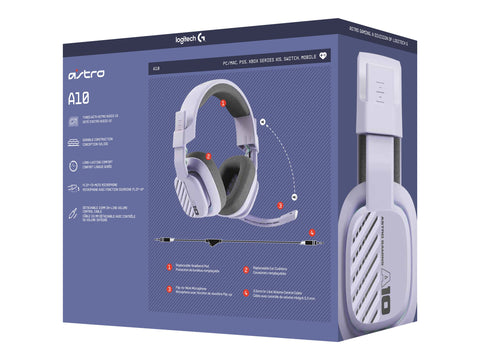 LOGITECH Astro Gaming A10 Gen 2 Headset full size wired 3.5 mm jack lilac