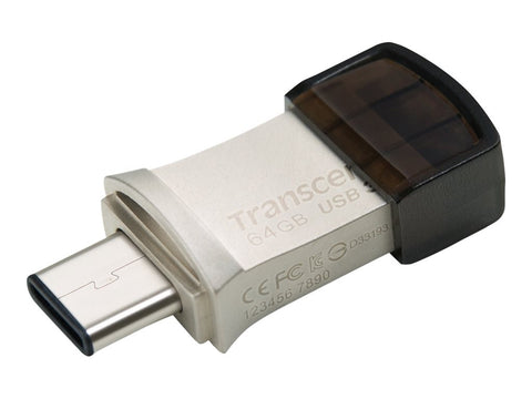 TRANSCEND 64Go Clé USB3.1 Gen 1- On The Go - Type A et C - Argentée