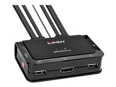 LINDY 2 Port HDMI 2.0 18G USB 2.0 Cable KVM Switch with Audio