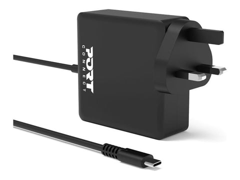 PORT DESIGNS Type C Universal Power Adapter 65W For Macbooks Notebooks Tablets Smartphones Up To 65W Type C Connector