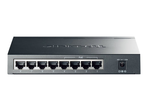 TP-LINK 8-Port Gigabit Desktop PoE Switch 8x10/100/1000Mbps RJ45 ports including 4 PoE ports steel case