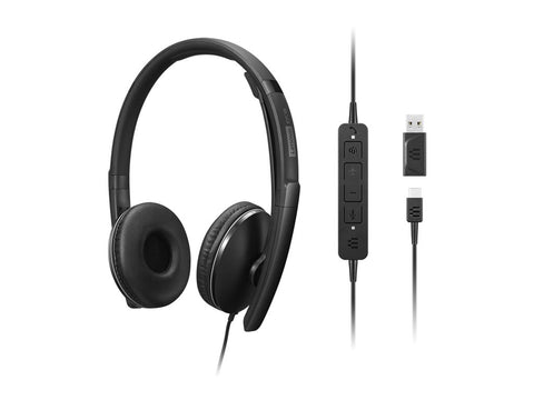 LENOVO - Gen 2 - Micro-casque - sur-oreille - filaire - USB-C - noir - Certifié pour Microsoft Teams