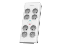 PHILIPS Rallonge multiprise parasurtenseur 8 prises 2m Blanc