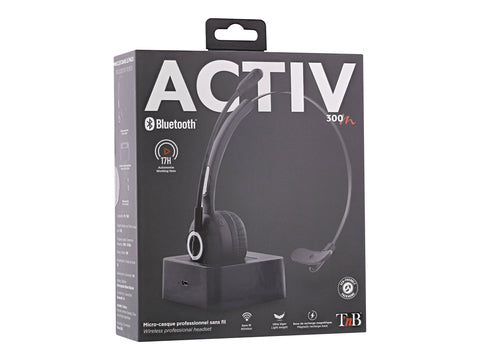 TNB Activ 300M Professional Mono Bluetooth Headset With Magnetic Charging Base Wireless Bluetooth 5.0 Connection