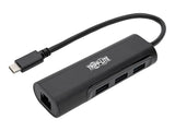 EATON TRIPPLITE 3-Port USB-C Hub with LAN Port USB-C to 3x USB-A Ports and Gbe USB 3.0 Black