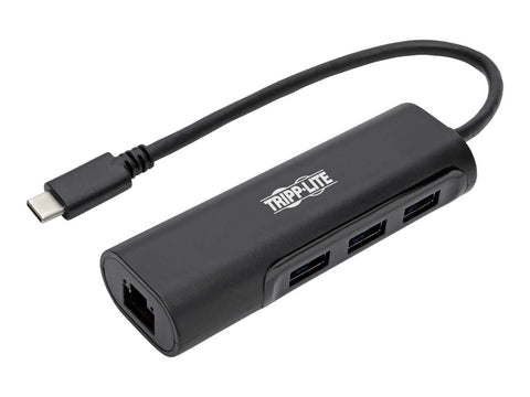 EATON TRIPPLITE 3-Port USB-C Hub with LAN Port USB-C to 3x USB-A Ports and Gbe USB 3.0 Black