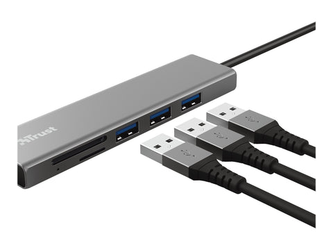 TRUST Hub USB-C HALYX 5 ports 3 USB 1 SD et 1 micro-SD