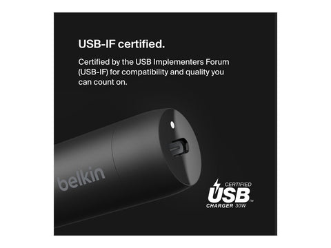 BELKIN 30W USB PD Car Charger With PPS W/PVC C-C 1M BLK